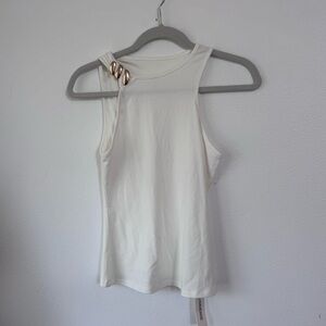 Commense Cream Tank with Gold Shoulder Accents